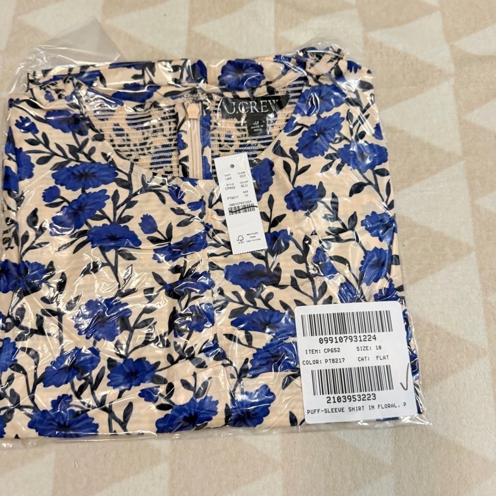 J crew blue floral Veranda shirt in floral print - Picture 5 of 6